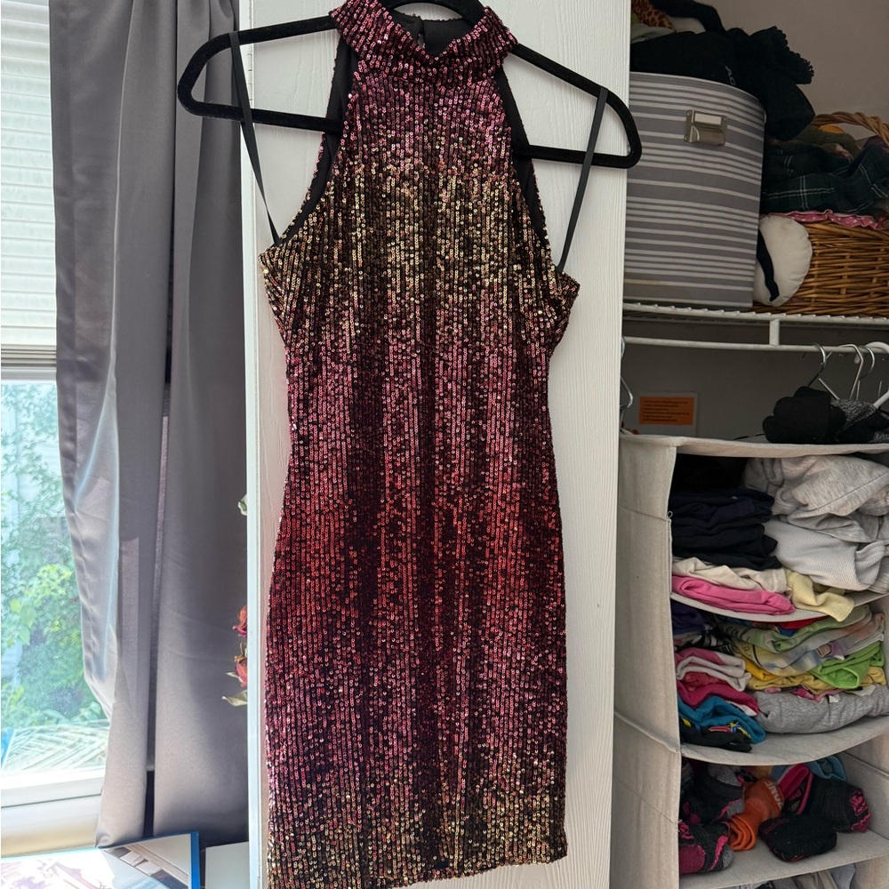 B Darlin Multicolor Sequin Mini Dress